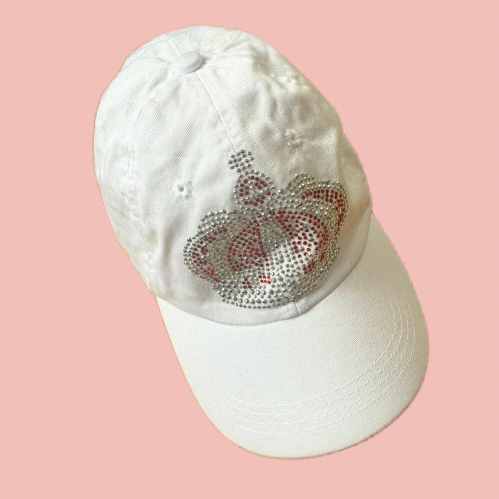🧡 2 for 10$ White Rhinestone Crown Cap – Red & Silver Sparkle